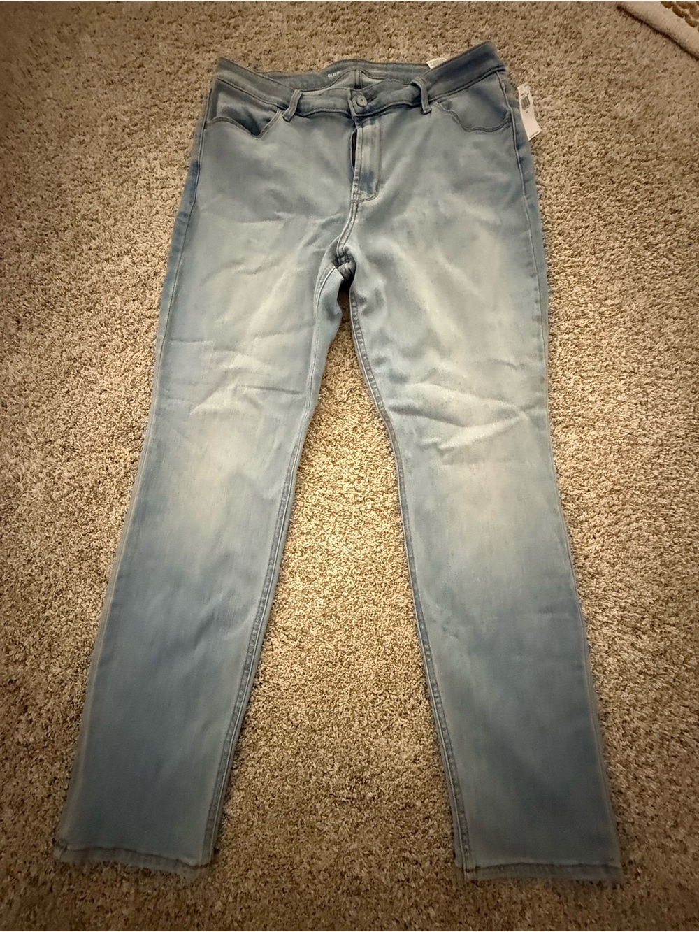 Old Navy Light Blue Straight-Leg Stretch Jeans